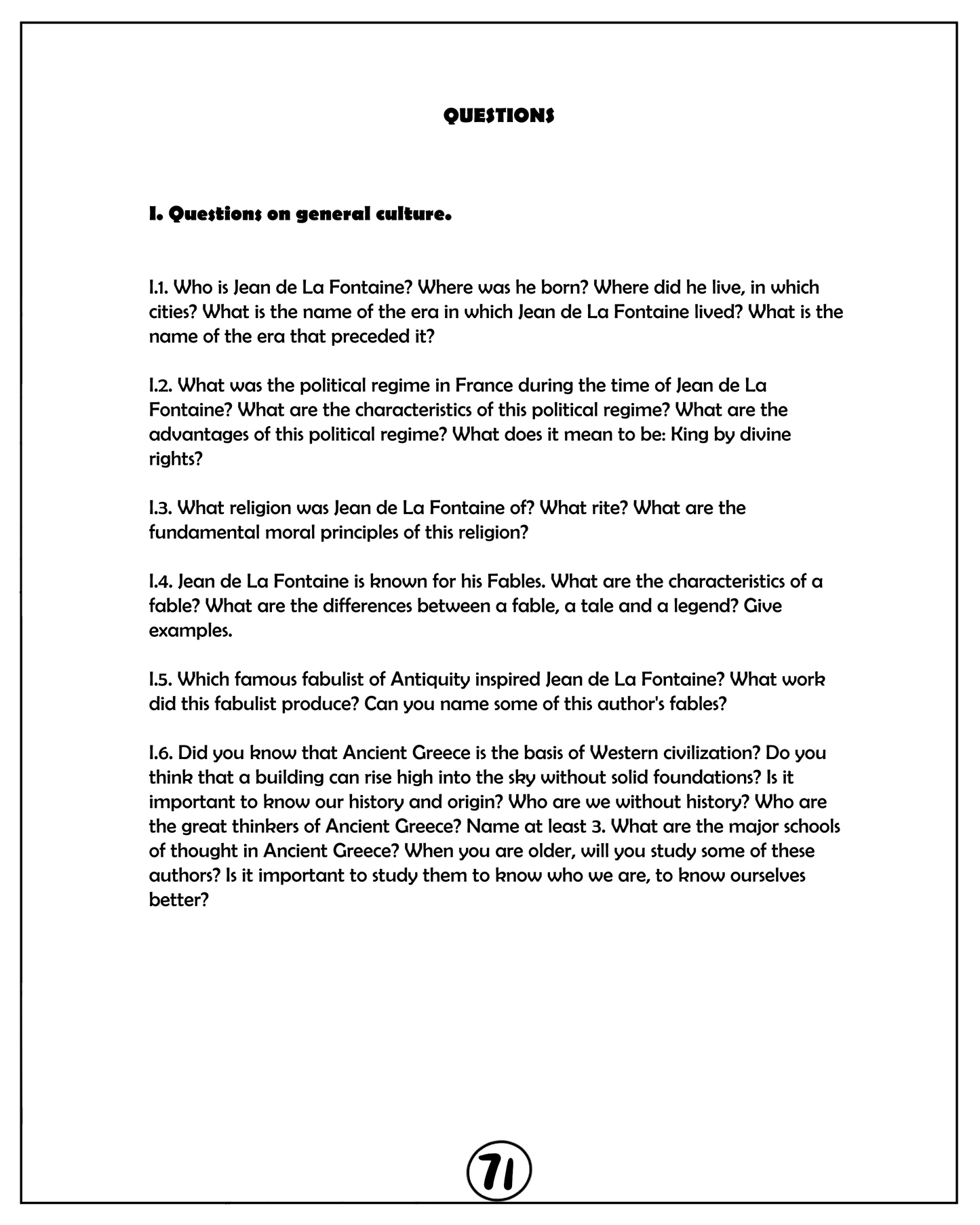 EN: Sophie and Matthew. The Fables of La Fontaine. Book I